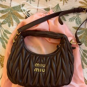 Miu Miu Dark Brown Quilted Shoulder Bag